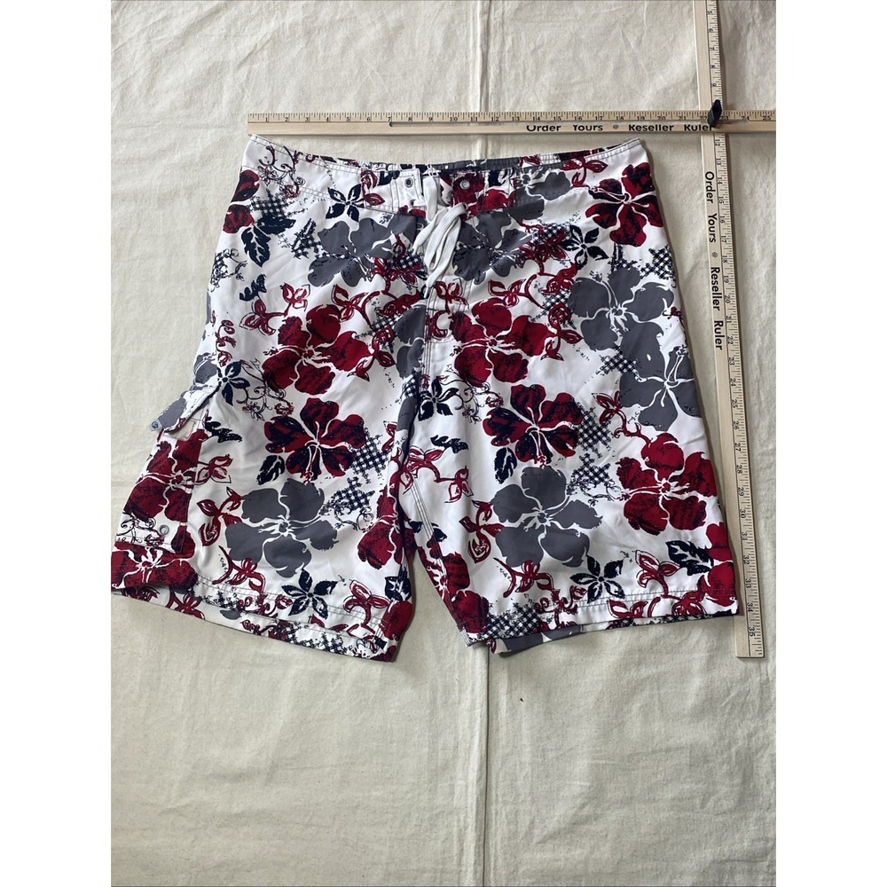 Point Zero Mens Size XL Red White Board Swim Surf Swim Shorts Trunks